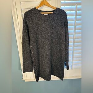 Easy Clothes Gray Sweater Dress with Side Buttons